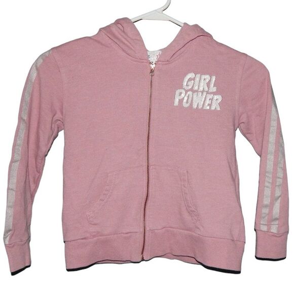 FREESTYLE girls size 7 pink girl power sequin stripe full zip thin sporty jacket - Picture 1 of 8